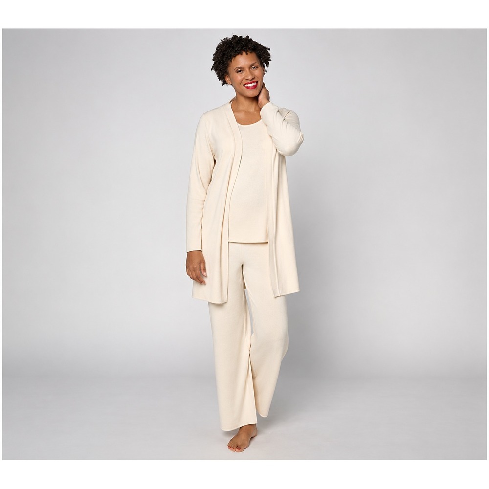 Berkshire Homewear Silky Smooth Soft Flow 3pc Lounge Set Pearled Ivory,Medium
